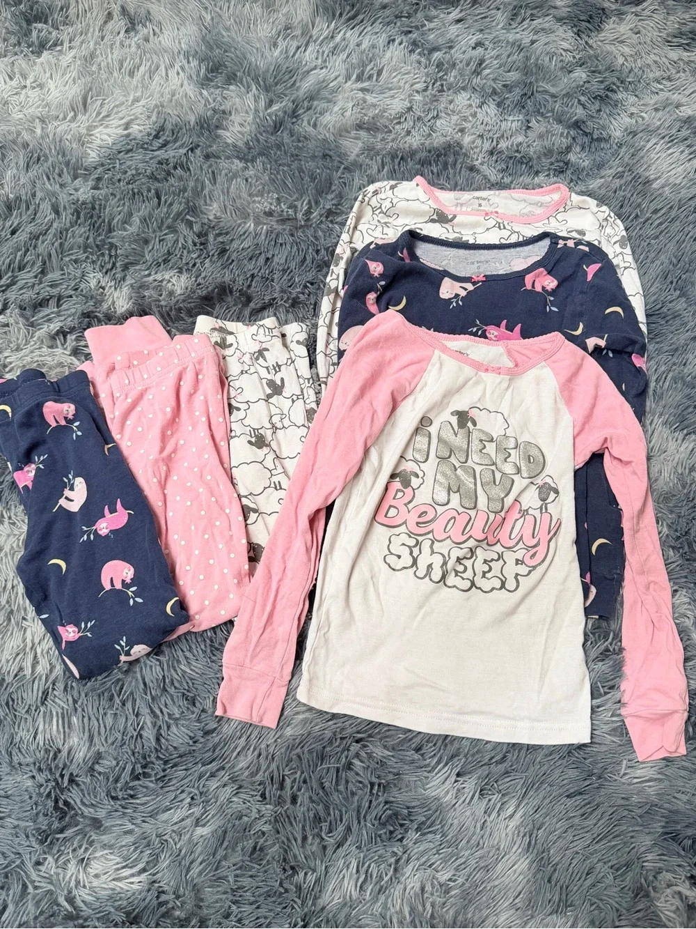 Girls 4T 100% cotton coord-set matching set pajama sleepwear play sheep sloth